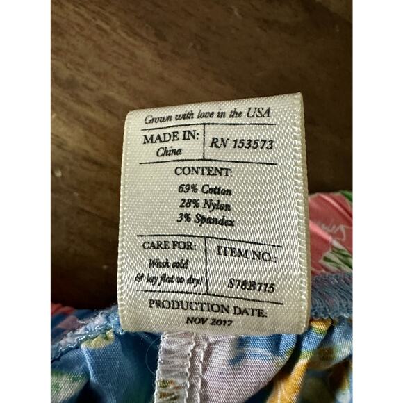 Wildflowers Best Day Ever Spring Fling Ruffle Blue Green Pink Floral Capri Pants - Picture 6 of 8